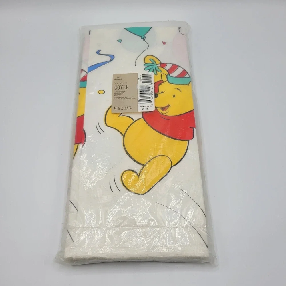 Vtg Winnie The Pooh Plastic Table Cover Disney Hallmark Party Tablecloth 54x102